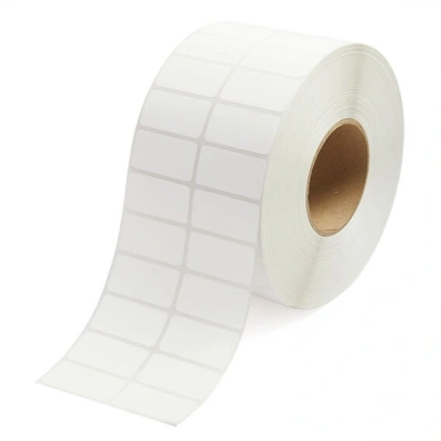 32 00421 - Papierová Etiketa 45 mm x 35 mm, 2 - Produkcia,  Papier, Biela, Dutinka 40 mm, 2 x 2000 ks/kotúč, Permanentné lepidlo, Priemer kotúča 118 mm