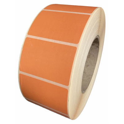 32 00585 - Papierová Etiketa 100 mm x 70 mm, Matný papier, Oranžová, Dutinka 76 mm, 2000 ks/kotúč, Permanentné lepidlo