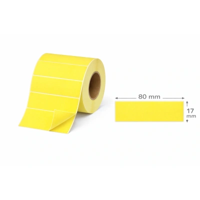 32 00740 – Etiketa 80 mm x 17 mm, Thermo eco, Žltá, Dutinka 40 mm, 1000 ks/kotúč, Permanentné lepidlo