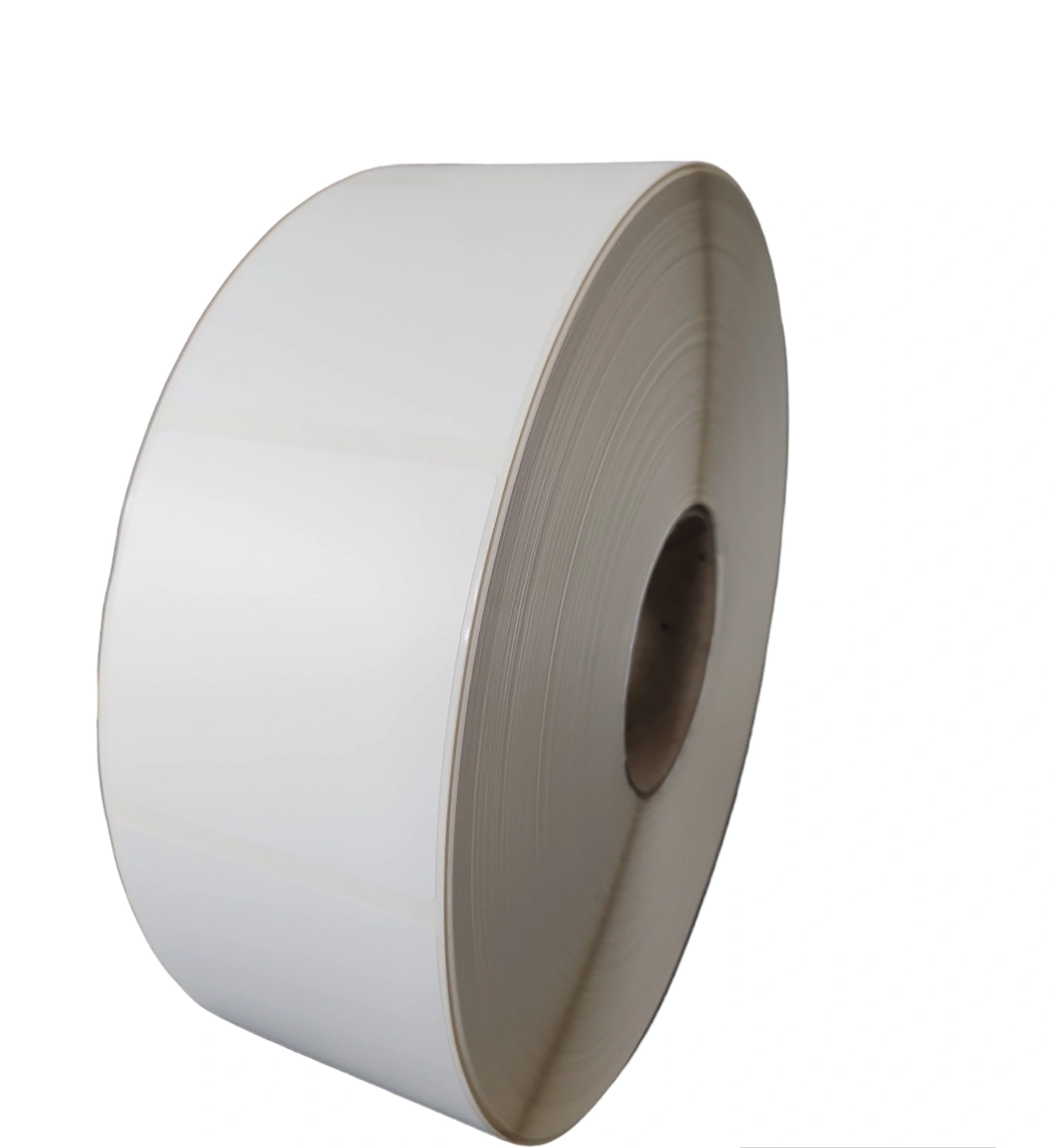 32 00746 - Termoplastová Etiketa 76 mm x 76 mm, Polypropylén Thermo Lite - Thermopolypropylén, Biela, Dutinka 100 mm, 2000 ks/kotúč, Odlepiteľné lepidlo, Medzera medzi etiketami 4,9625 mm