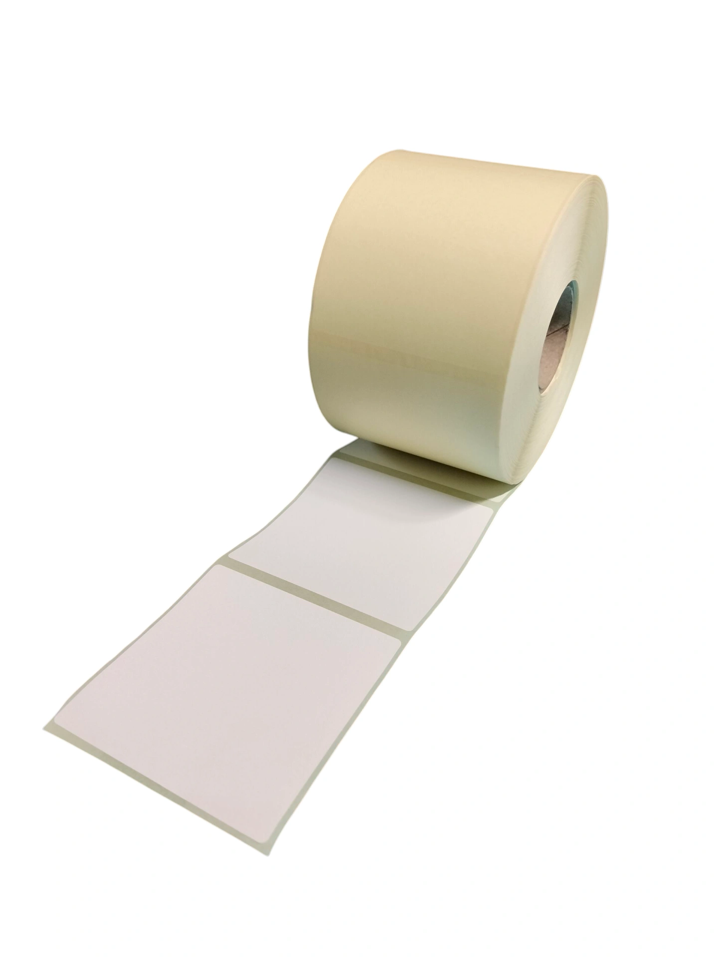 32 01044 - Termo Etiketa 76 mm x 76 mm, Thermo eco, Biela, Dutinka 40 mm, Vnútorný návin, 1000 ks/kotúč, Odlepiteľné lepidlo, Priemer kotúča 122 mm – Obrázok 2