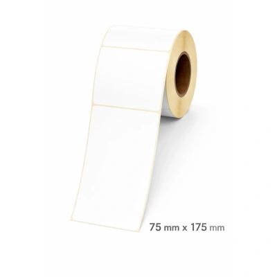 32 01161 – Etiketa 75 mm x 175 mm, Thermo eco, Biela, Dutinka 40 mm, 250 ks/kotúč, Permanentné lepidlo