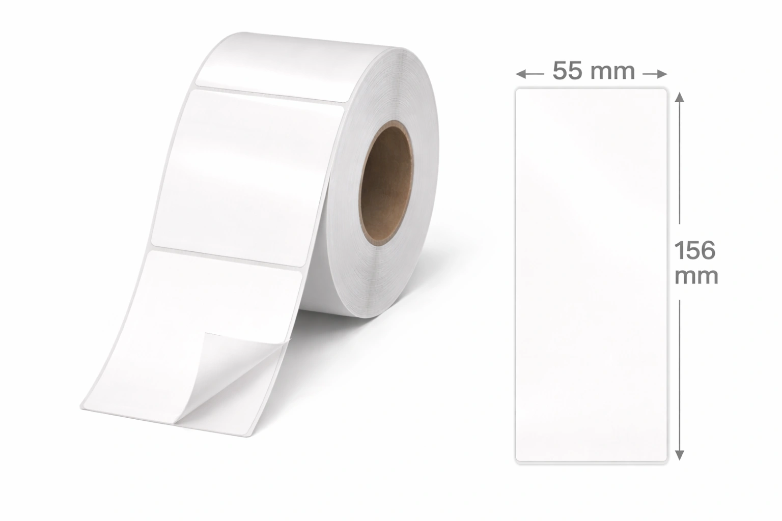 32 01200 – Etiketa 55 mm x 156 mm, Lesklý papier pre Epson, Biela, Dutinka 76 mm, 500 ks/kotúč, Permanentné lepidlo