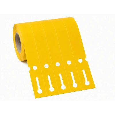 32 01300 – Etiketa záhradnícka 20 mm x 327 mm, 5 – Produkcia, Polypropylén, Žltá, Dutinka 40 mm, 1000 ks/kotúč