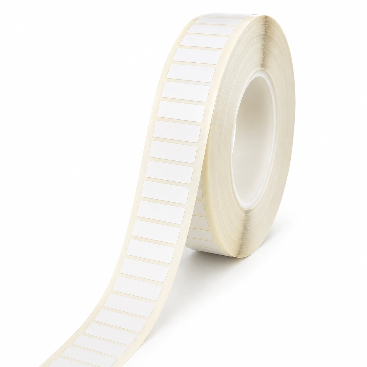32 01308 – Plastová Etiketa 19 mm x 6,35 mm, Polyimid, Odolná do 300°C, Biela, Dutinka 76 mm, 10000 ks/kotúč, Extra silné lepidlo, B – 727 / THT-212-7727-10 Brady kompatibilná