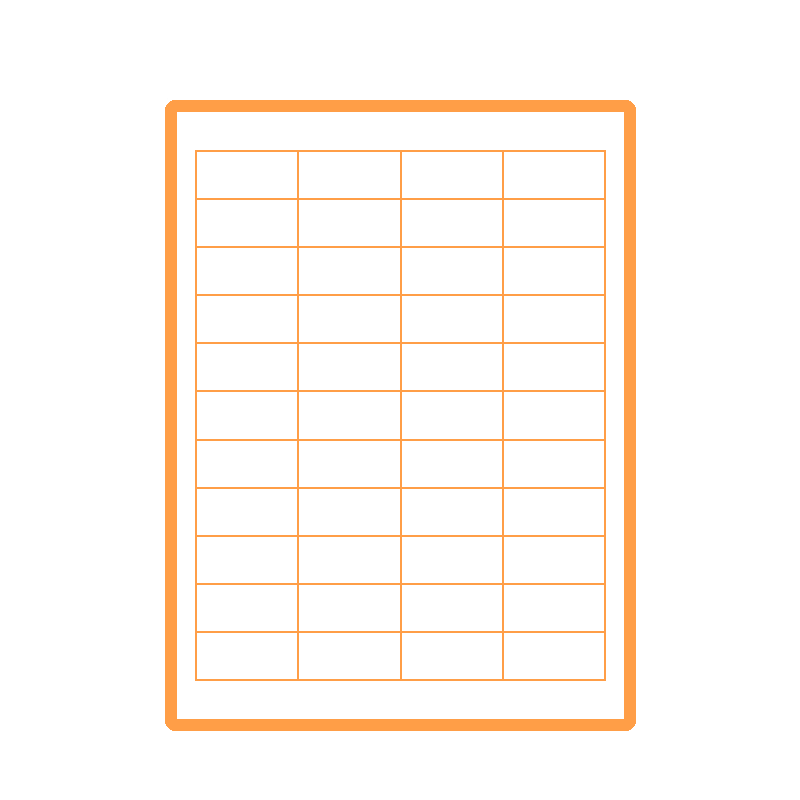 35 00023 – Print Etiketa A4, 48,5 mm x 25,4 mm, 44 etikiet na hárku, s okrajom po celom obvode, oblé hrany – Balenie 1000 ks