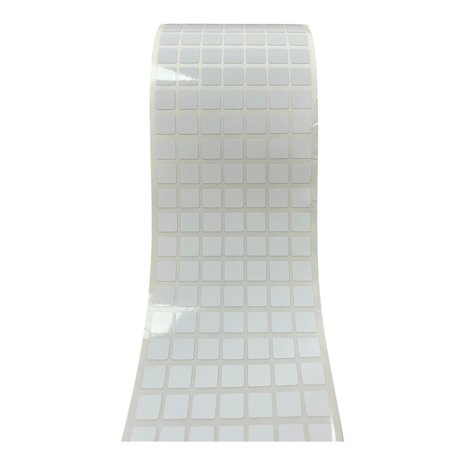 32 01245 – Etiketa 9,53 mm x 9,53 mm, 7 – Produkcia, Polyimid, Biela, Dutinka 76 mm, 10000 ks/kotúč, Extra silné lepidlo, B – 727 / THT Brady kompatibilná
